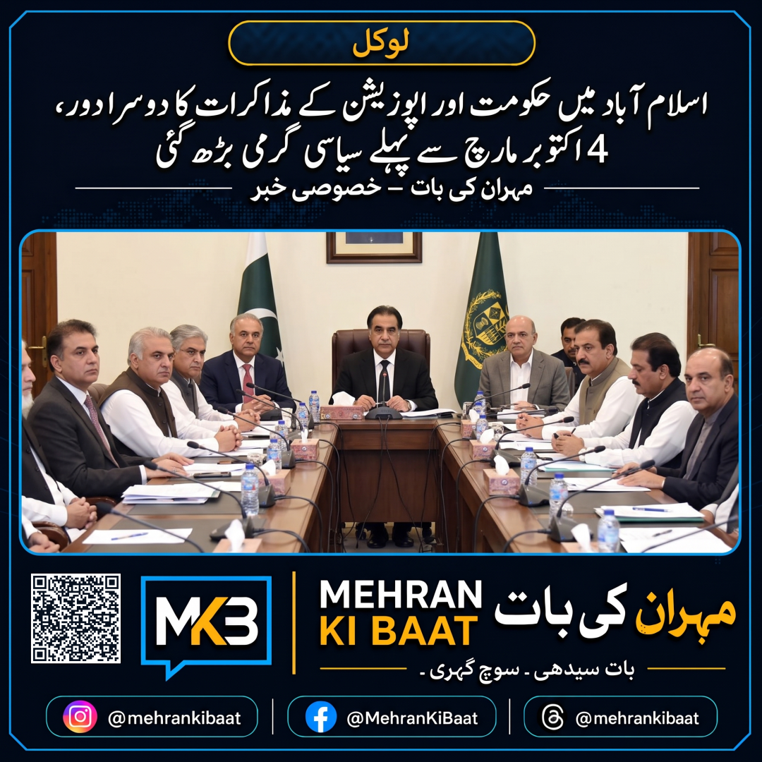 اسلام آباد میں حکومت اور اپوزیشن کے مذاکرات کا دوسرا دور، 4 اکتوبر مارچ سے پہلے سیاسی گرمی بڑھ گئی