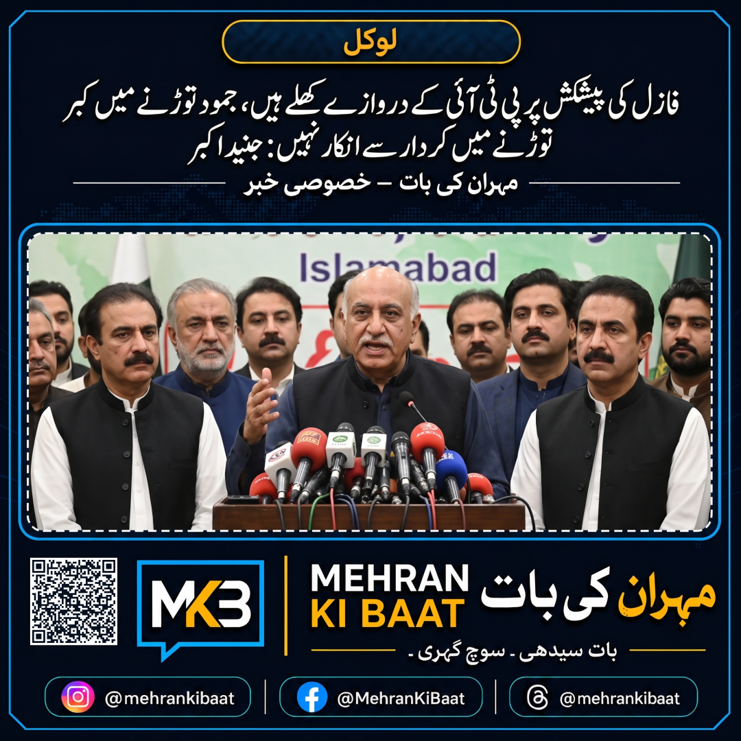 فازل کی پیشکش پر پی ٹی آئی کے دروازے کھلے ہیں، جمود توڑنے میں کردار سے انکار نہیں: جنید اکبر